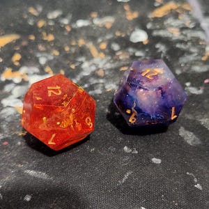 Flame and Shadow-  Daggerheart, Handmade Resin Duality Dice, D&D, Tabletop, RPG