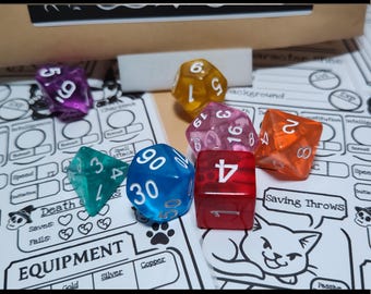 レインボーリザーブ、フルDnDダイスセット、アクリル製 - マルチカラーRPGダイス