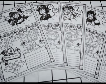 DnDキャラクターシートステッカー - ドラゴンキーパーステッカー15枚セット、キャラクターポートレート10枚、白紙シート5枚。子供向け、初心者向け、読みやすい、D&D