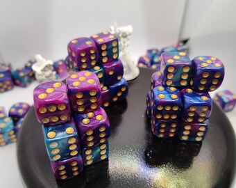 Nebula | 10 Dice set, Acrylic Dice, D6 set, blue, purple, black, tabletop dice, DnD, Pathfinder, Dungeons and Dragons, Warhammer