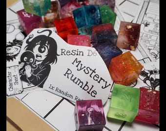 ミステリーレジンD6 - 手作りのレジン製ダイス1個、ランダムダイス、RPGダイス、複数色、DnD、D6、パスファインダー、ダンジョンズ＆ドラゴンズ。テーブルトップ