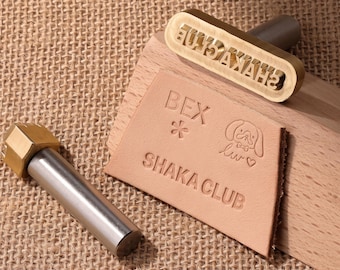 Personalized Brass Leather Embossed Stamp, Custom Hammering Brand Iron Stamp, Cold Press Handle Leather Stamp, Gift for Leather Stamp Maker