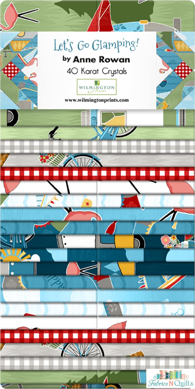 Precut Jelly Strips-2.5 inch Fabric Roll-Lets Go Glamping-Wilminton Prints-Ann Rowan