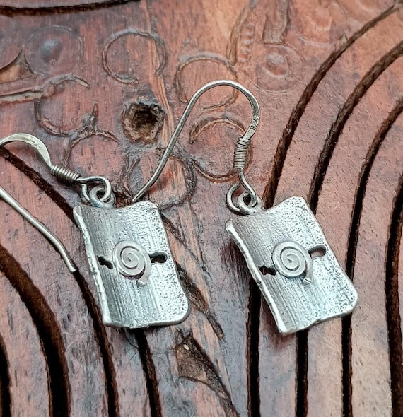 Rectangular sterling dangle earrings. - image 1