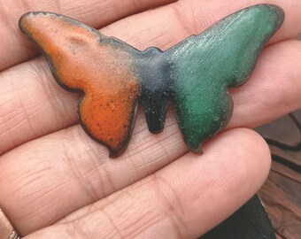 Broche Papillon émaillé Coloré - Orange, Rouge, Vert (occasion)
