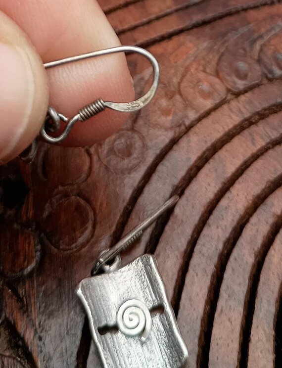 Rectangular sterling dangle earrings. - image 6