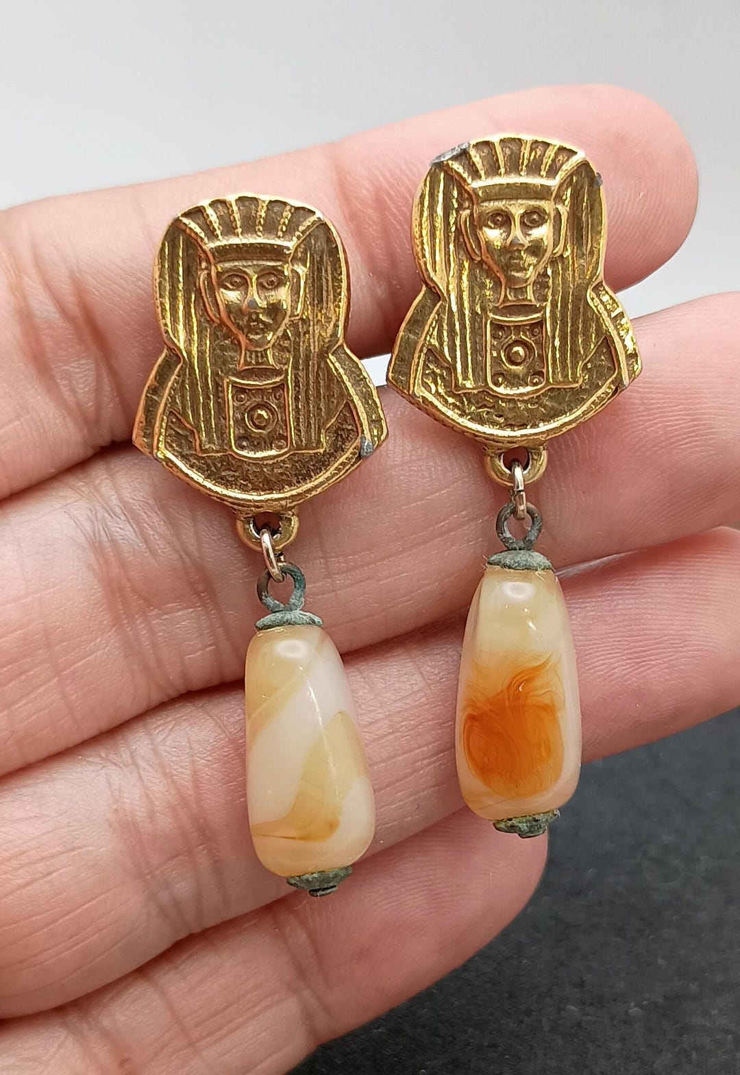 Egypt Mini Clips Egyptian Style Vintage Clip on Earrings. King Tut - Etsy