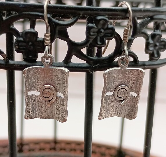 Rectangular sterling dangle earrings. - image 2