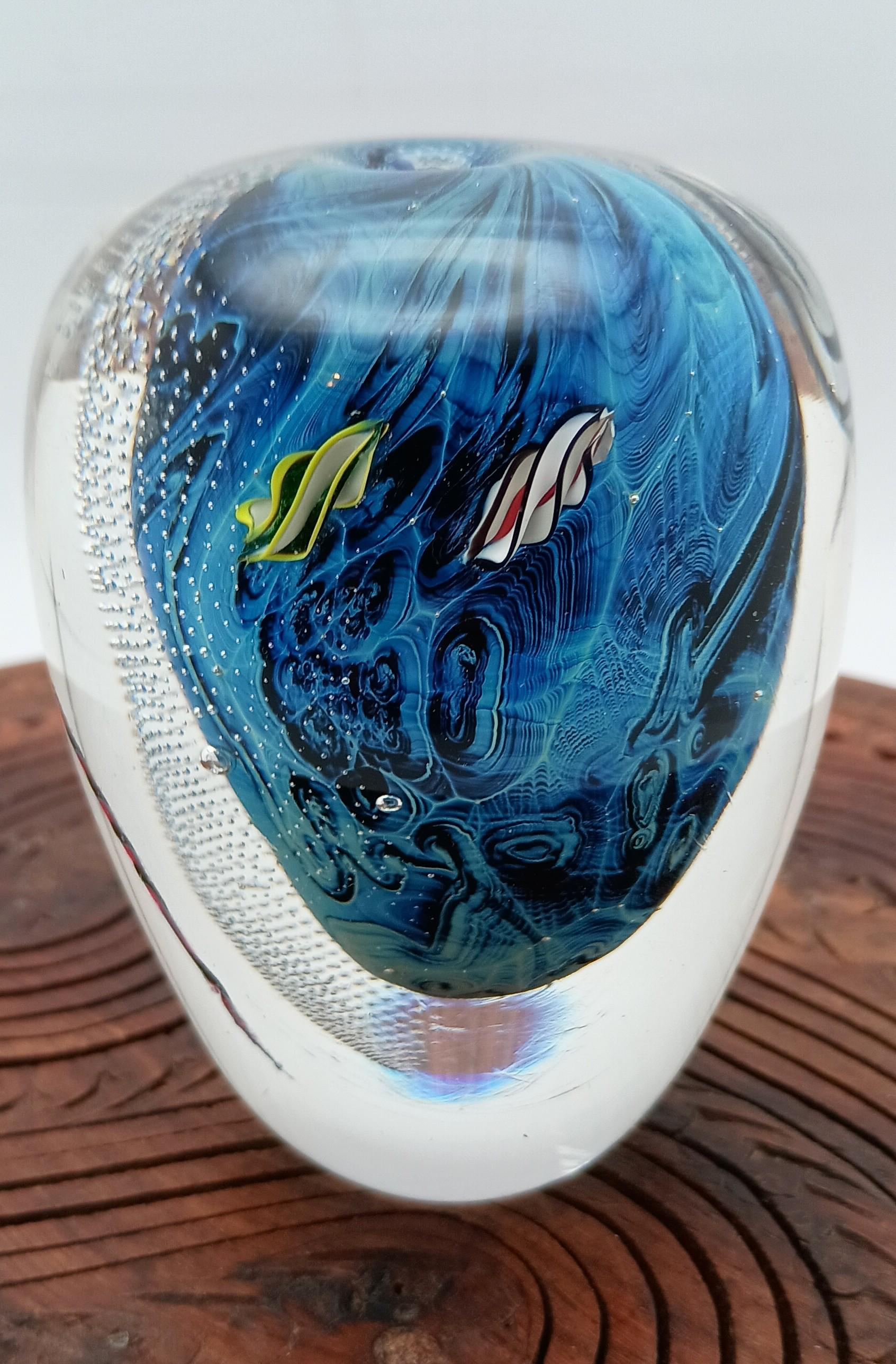おトク】 Josh Simpson アート 青と緑の惑星模様 ガラス玉 JS02