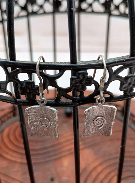 Rectangular sterling dangle earrings. - image 3