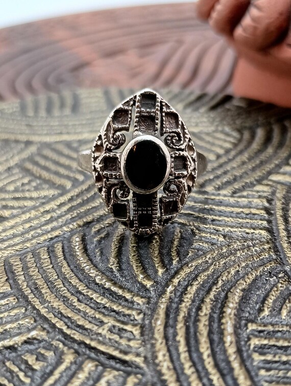 Onyx and sterling statement ring. - image 10