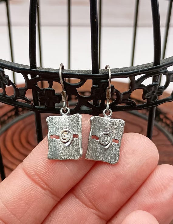 Rectangular sterling dangle earrings. - image 7