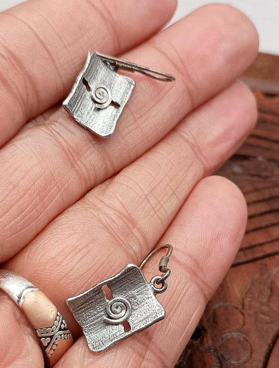 Rectangular sterling dangle earrings. - image 5