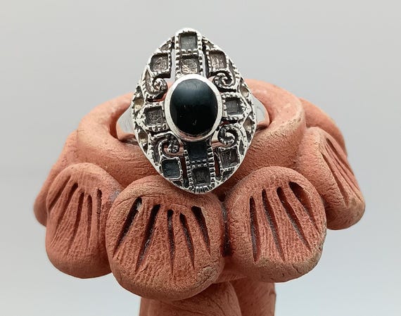 Onyx and sterling statement ring. - image 1