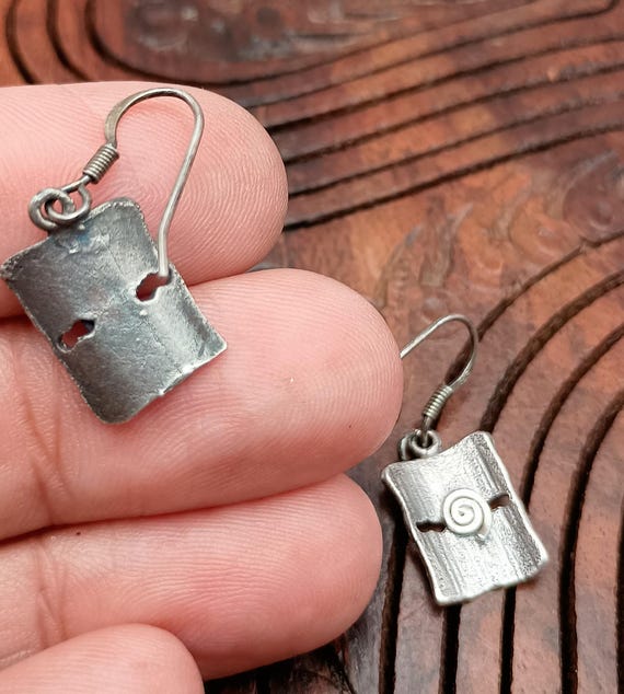 Rectangular sterling dangle earrings. - image 4