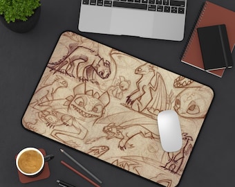 Dragons Desk Mat - Fantasy Office Decor, Game Room Accessory, Unique Gift for Kids, Students, and Gamers How to Train Your Dragon
