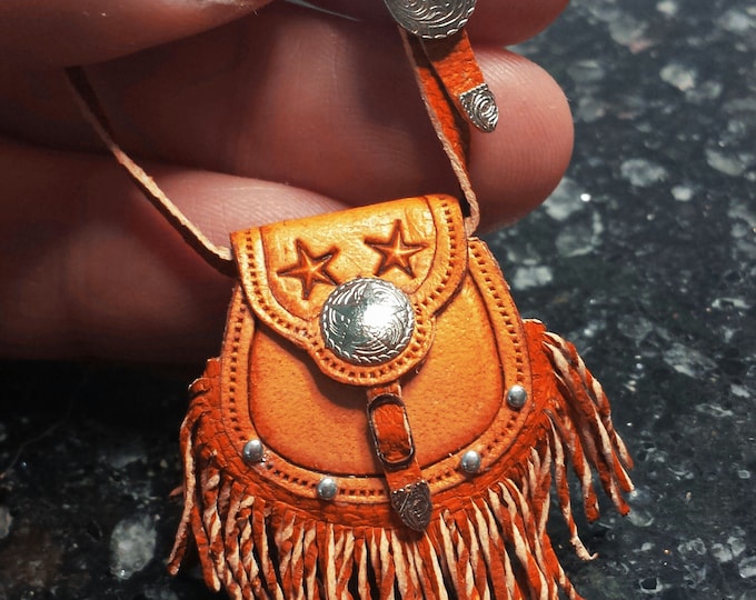 Featured listing image: Miniature Leather Western Fringed Bag-MADE TO ORDER