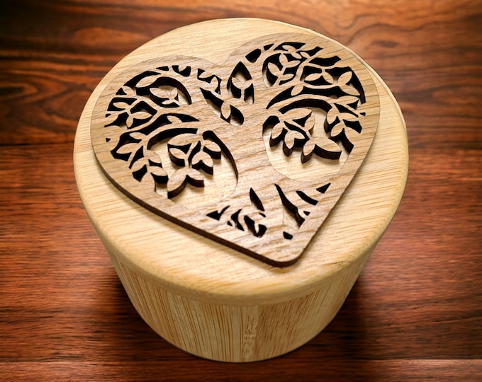 Featured listing image: Heart Tree of Life Bamboo Box - IN STOCK