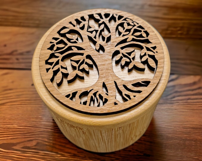 Featured listing image: Round Tree of Life Bamboo Box - IN STOCK