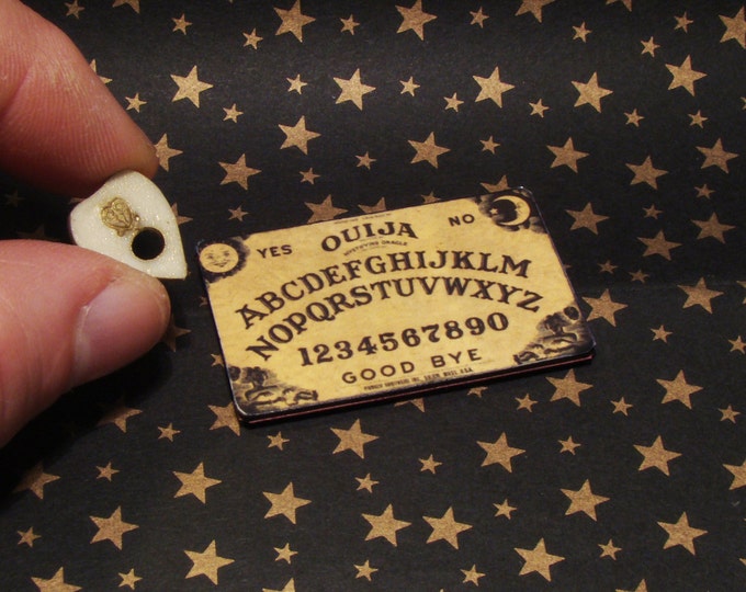 Featured listing image: 1:12 Dollhouse Miniature Ouija Board with Glow in the Dark Planchette-In Stock