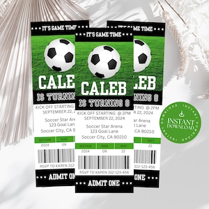 Bearbeitbares Ticket Fußball-Geburtstagseinladung, Fußball-Einladung, Fußball-Geburtstagseinladung, Digital, 8. Geburtstagsfeier, SP241