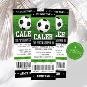 Bearbeitbares Ticket Fußball-Geburtstagseinladung, Fußball-Geburtstagseinladung, Fußball-Einladung, Digital, 6. Geburtstagsfeier, SP241