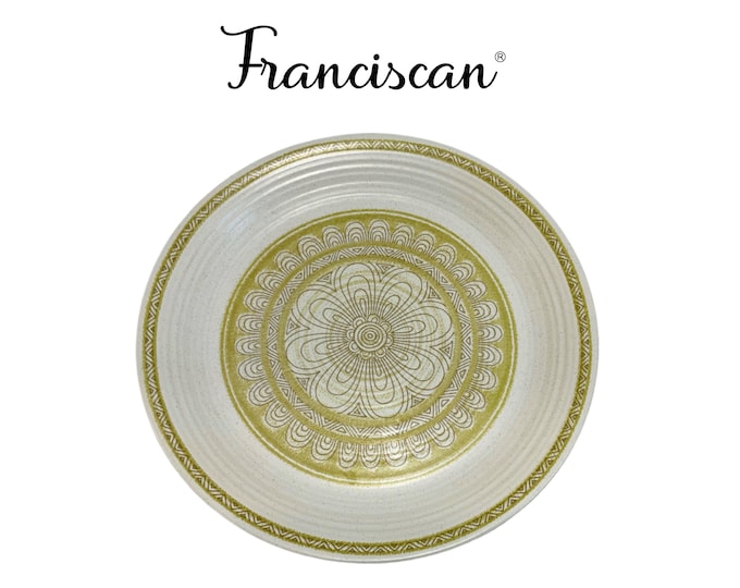 Set of 4 Vintage Franciscan Hacienda Green Dinner Plates | Mid-Century Modern 10.75" Speckled Earthenware | Pristine Vintage Condition