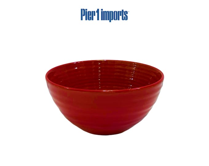 Vintage Pier 1 Imports Crimson Red Swirl Stoneware Soup Bowl, 6 1/4 Solid Red Ceramic Replacement Dish, Rare
