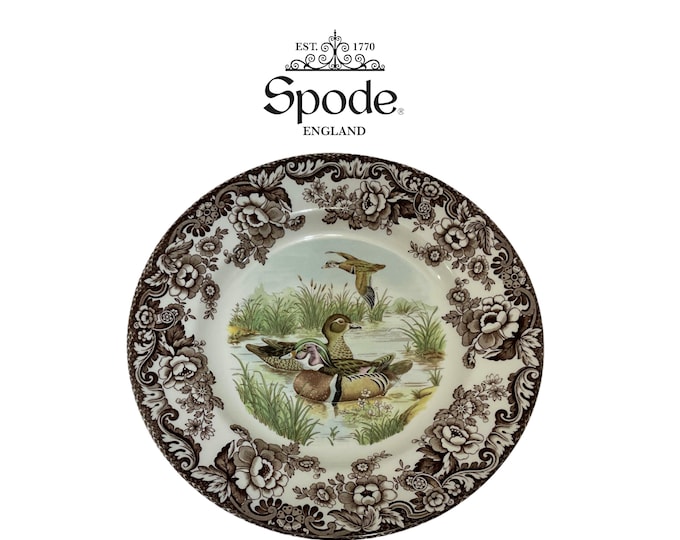 Spode Woodland Dinner Plate Winter Scenes Wood Duck 10.5” Fine Earthenware Made in England, Museum Quality, Pristine Condition!