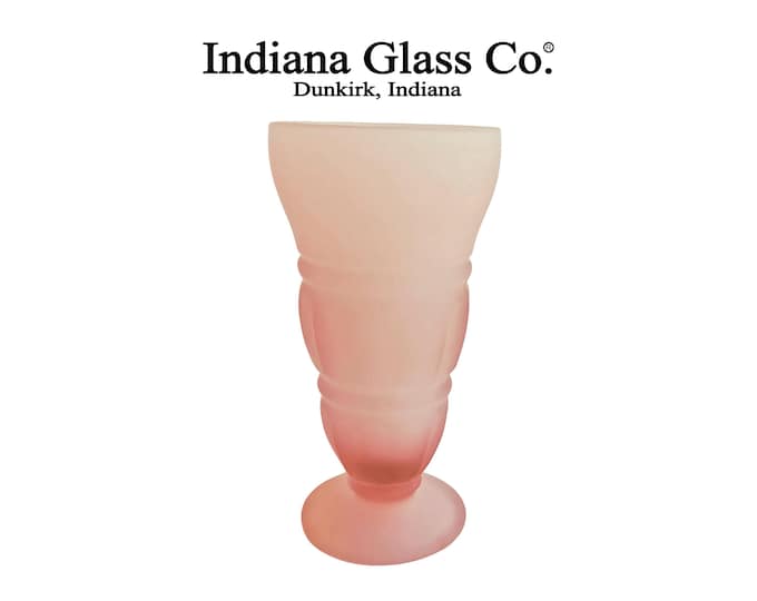 Vintage Indiana Glass Pink Satin Frosted Parfait Glasses | Mid-Century Soda Fountain Milkshake Sundae Pedestal Dessert Cups | Set of 4