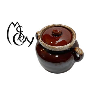 Cacerola vintage McCoy Pottery marrón con tapa, n.° 341, olla de cerámica con tapa de esmalte marrón de mediados de siglo, cazuela con tapa, fabricada en EE. UU.