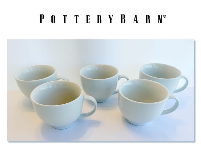 Pottery Barn Great White Oversized Mugs Set of 5 | Retired 20oz Jumbo Coffee Cups Soup Bowls | Pristine Discontinued Farmhouse Dinnerware