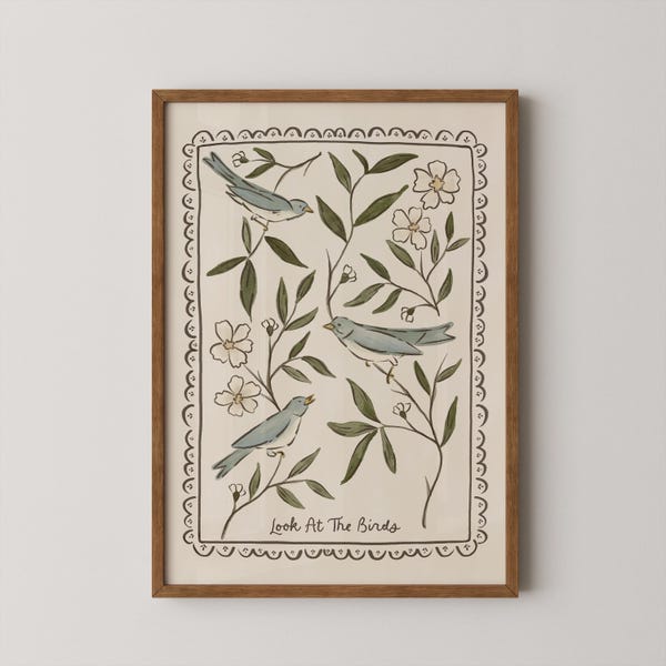 Versetti della Bibbia da parete, stampa d'arte popolare "Guarda gli uccelli", decorazione artistica cristiana con uccelli