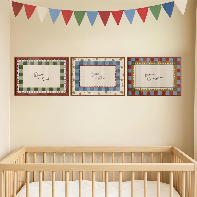 Christian Nursery Wall Art Set, Boys Faith Affirmations, Whimsical ...