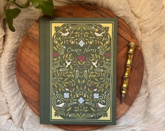 Kirche Notizen | Gebetstagebuch | Vintage Botanisches christliches Notizbuch | Psalmen 119:105 | Geschenk Journal