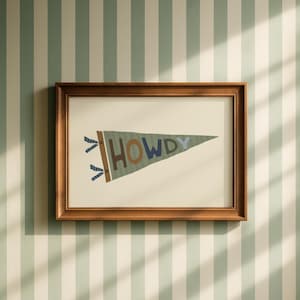 Howdy Pennant Flag | Baby Boy Nursery Decor Western Print | Cowboy Nursery Wall Art