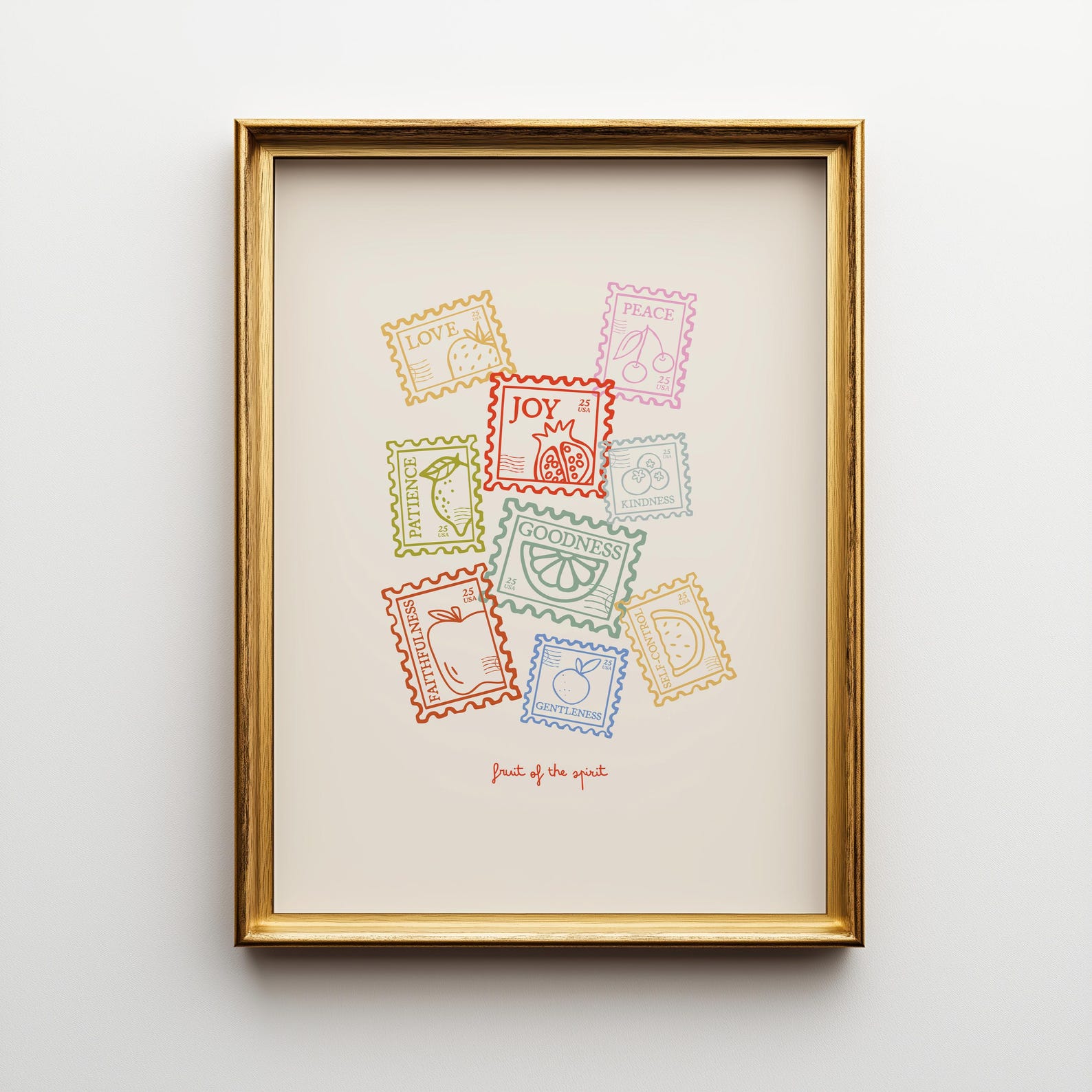 Fruit of the Spirit Vintage Art Print: Christian Dorm Decor (Digital Download)