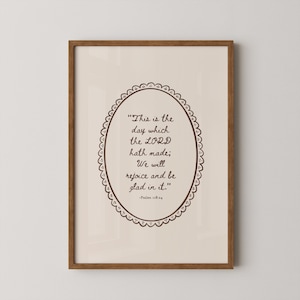 Psalms 118:24 Bible Verse Wall Art | Vintage Scalloped Christian Print | Printable Digital Download