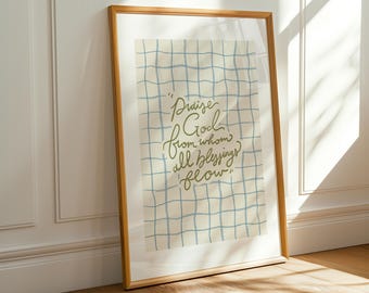 Doxologitryck: Vintage kristen hymnkonst, digital nedladdning av studenthemsdekor