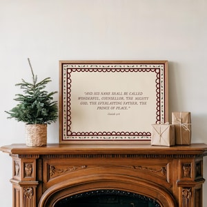 Isaiah 9:6 Christmas Scripture Art Print | Vintage Nostalgic Holiday Border (Digital Download)