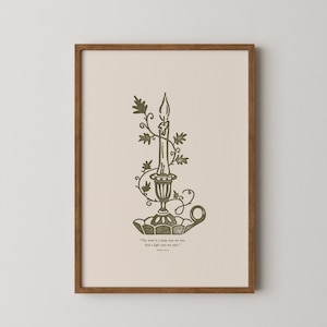Psalms 119:105 Scripture Art | Vintage Candle Christian Wall Art | Cottagecore Digital Download