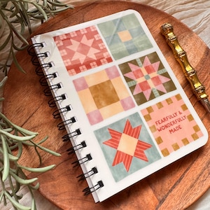 Diario de estudio bíblico, cuaderno cristiano hecho de forma admirable y maravillosa, cuaderno espiral de patchwork de salmos