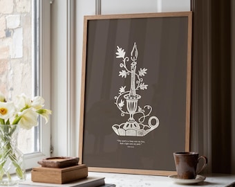 Psalms 119:105 Scripture Art | Vintage Psalm Wall Art | Christian Artwork Lamp Illustration | Bible Verse Vintage Decor