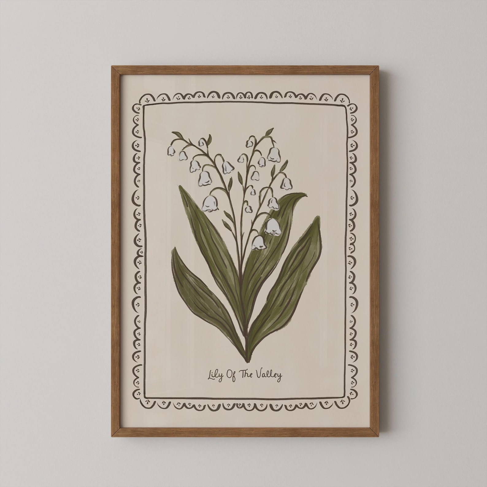 Lily of the Valley Hymn Wall Art | Christian Artwork Botanical Print | Folk Art Floral Print - 12″×16″