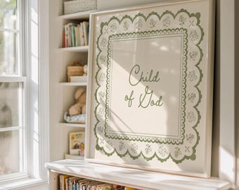 Child of God Christian Nursery Wall Art | Faith Kids Room Printable Decor