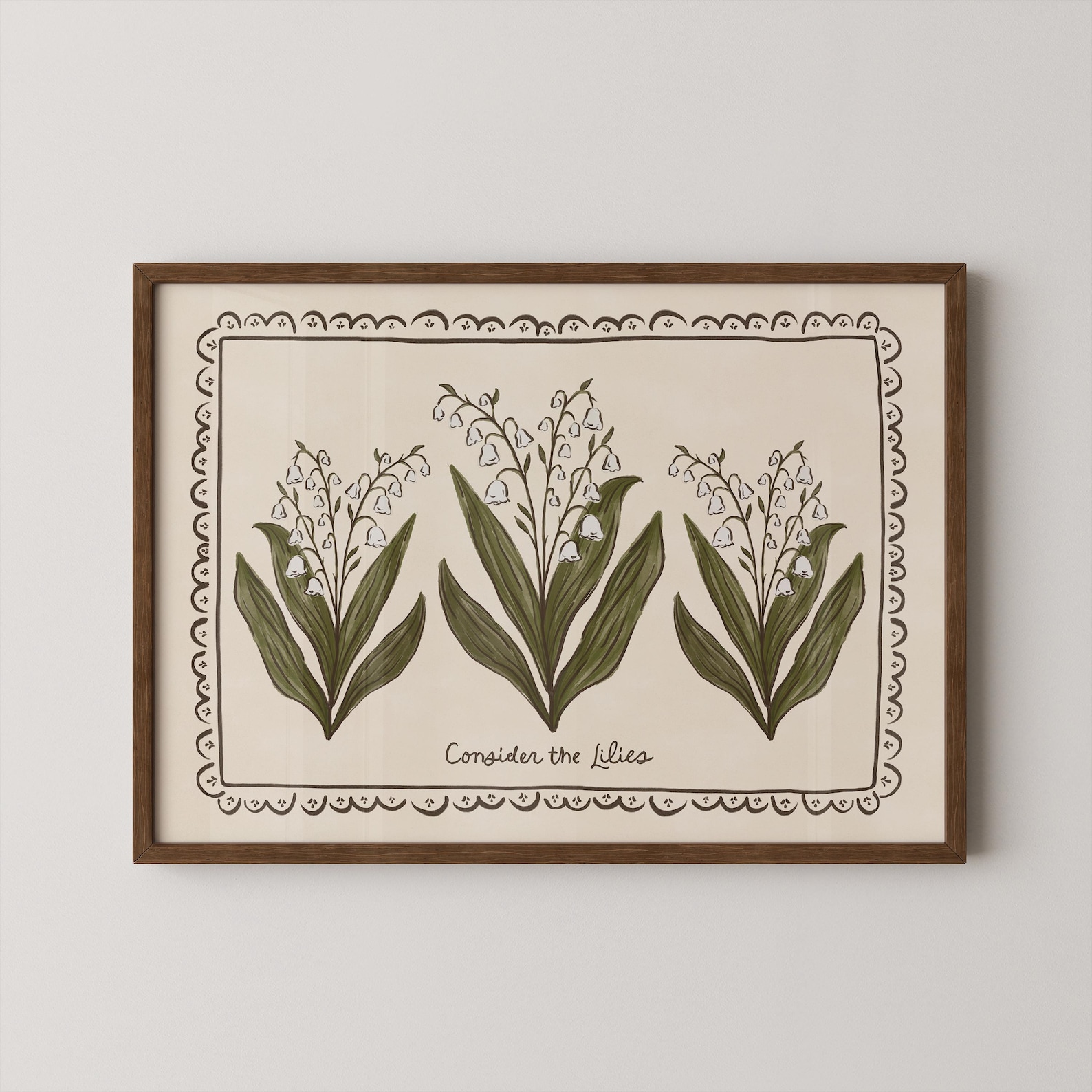 3 Piece Wall Art | Lily of the Valley Folk Art Set | Christian Artwork | Bible Verse Digital Download