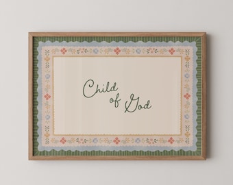 Christian Wall Art Child of God Nursery Print, Baby Girl Vintage Christian Artwork