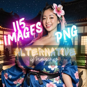 hyper realistic asian girls in kimonos/ a.i digital art/ bundle/ 115 images/ digital download/PNG/instant download