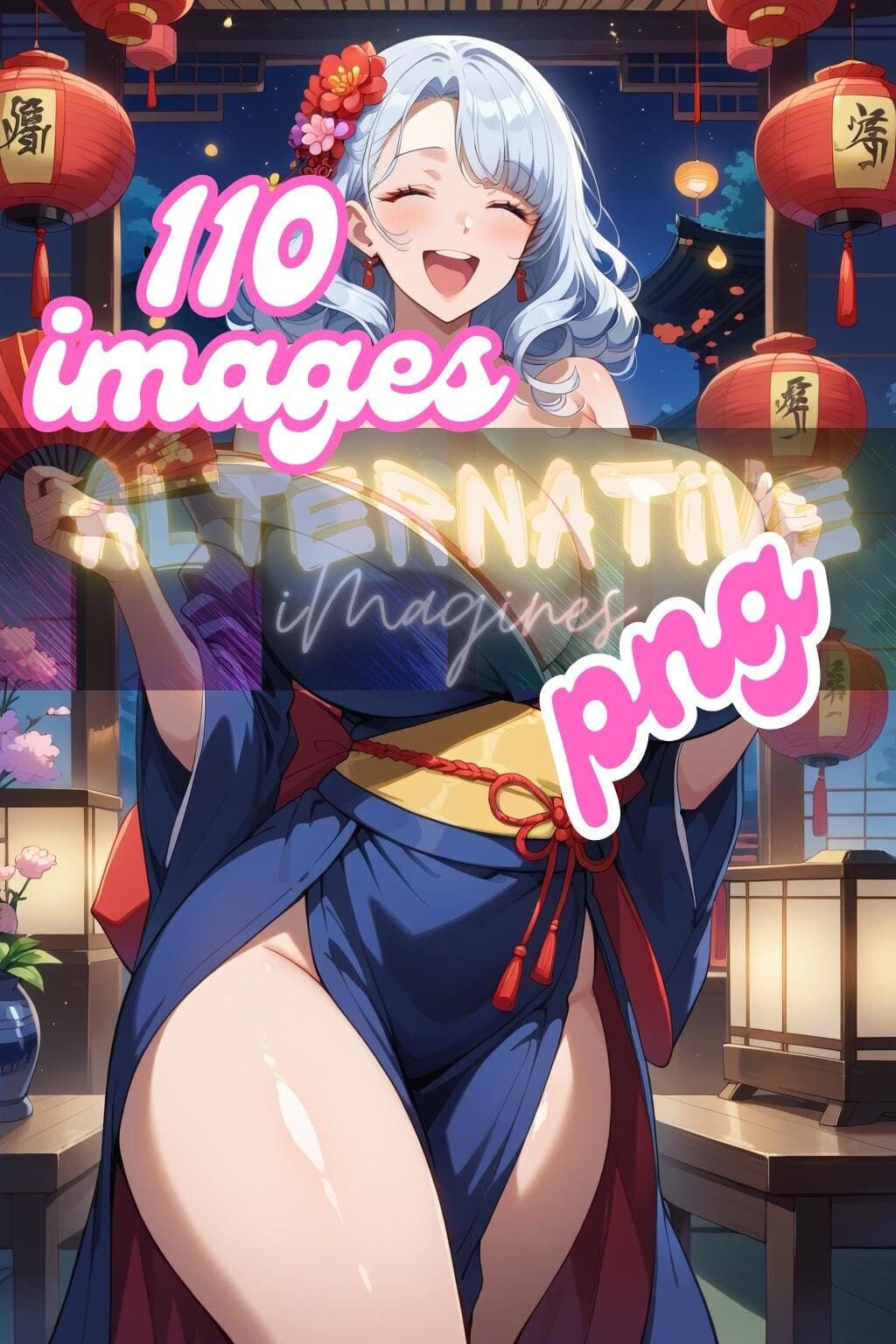 Anime girls in kimonos/ a.i digital art/ bundle/ 110 images/ digital download/PNG/instant download