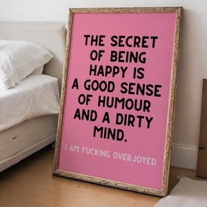 Dirty Mind citation drôle, décoration d'intérieur, impressions murales hilarantes de chambre à coucher, impression drôle d'art mural juré, art imprimable grossier, enseigne de bureau inappropriée